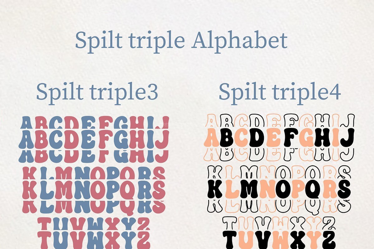 Spilt Stacked Bundle:11款创意堆叠效果装饰字体